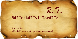 Ráczkövi Teréz névjegykártya
